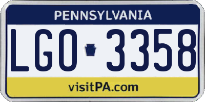 PA license plate LGO3358