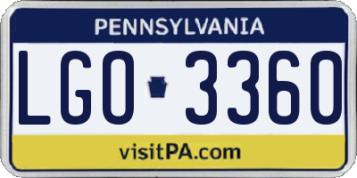 PA license plate LGO3360