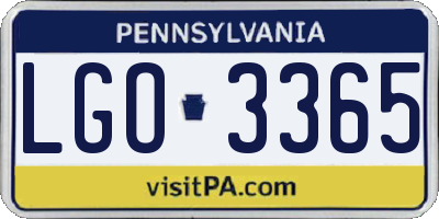 PA license plate LGO3365