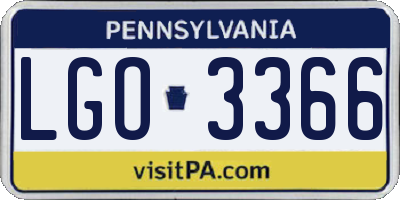 PA license plate LGO3366