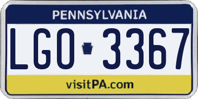 PA license plate LGO3367