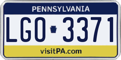 PA license plate LGO3371