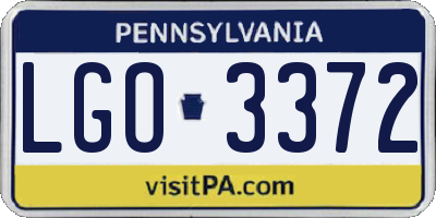 PA license plate LGO3372