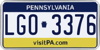 PA license plate LGO3376