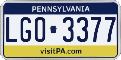 PA license plate LGO3377