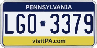 PA license plate LGO3379