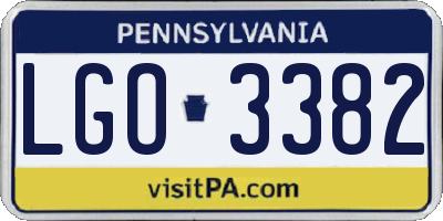 PA license plate LGO3382