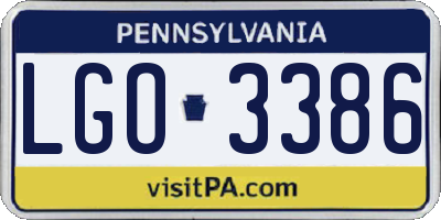 PA license plate LGO3386