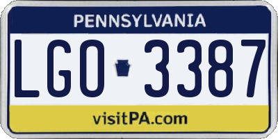 PA license plate LGO3387