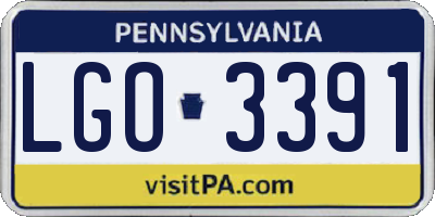 PA license plate LGO3391