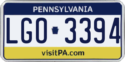 PA license plate LGO3394