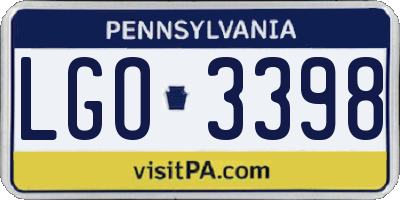 PA license plate LGO3398