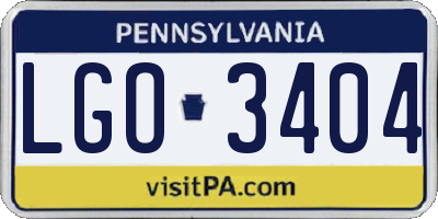 PA license plate LGO3404