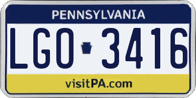 PA license plate LGO3416