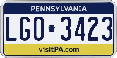 PA license plate LGO3423