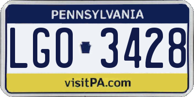PA license plate LGO3428