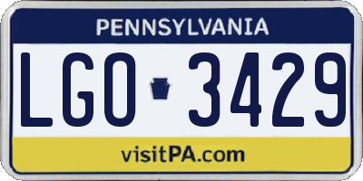 PA license plate LGO3429