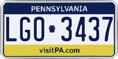 PA license plate LGO3437