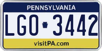 PA license plate LGO3442