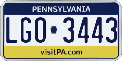 PA license plate LGO3443
