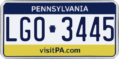 PA license plate LGO3445