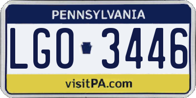 PA license plate LGO3446