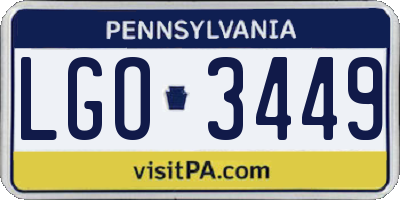 PA license plate LGO3449