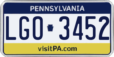 PA license plate LGO3452
