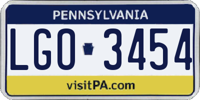 PA license plate LGO3454