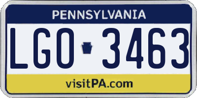 PA license plate LGO3463