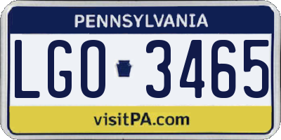 PA license plate LGO3465