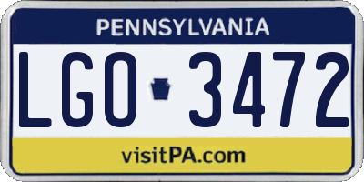 PA license plate LGO3472