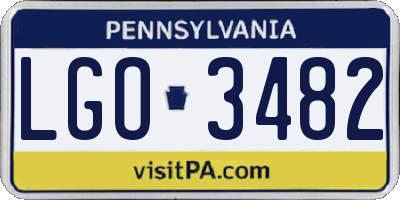 PA license plate LGO3482