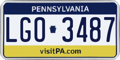 PA license plate LGO3487