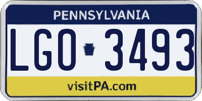 PA license plate LGO3493