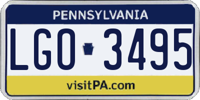 PA license plate LGO3495