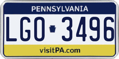 PA license plate LGO3496