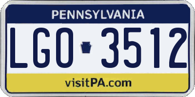 PA license plate LGO3512