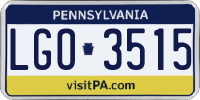 PA license plate LGO3515