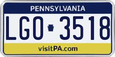 PA license plate LGO3518