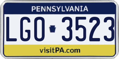 PA license plate LGO3523