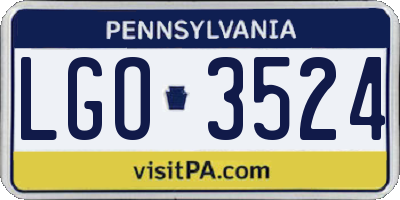 PA license plate LGO3524