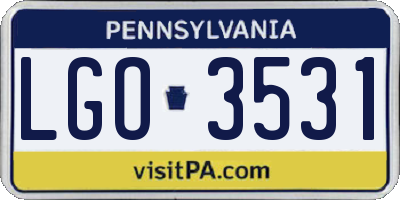 PA license plate LGO3531