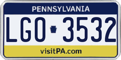 PA license plate LGO3532