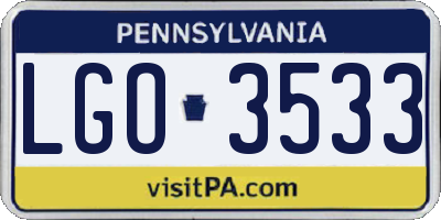 PA license plate LGO3533