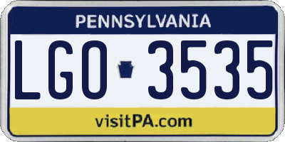 PA license plate LGO3535
