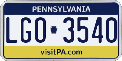 PA license plate LGO3540
