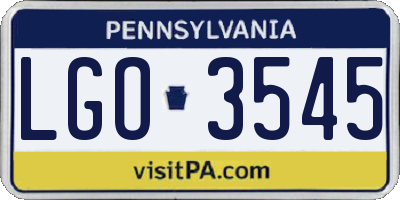 PA license plate LGO3545