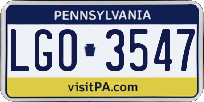 PA license plate LGO3547