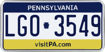 PA license plate LGO3549